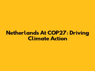Netherlands At COP27: Driving Climate Action