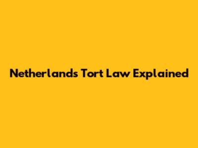 Netherlands Tort Law Explained