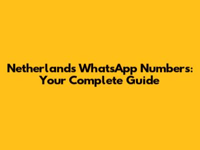 Netherlands WhatsApp Numbers: Your Complete Guide