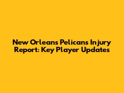 New Orleans Pelicans Injury Report: Key Player Updates