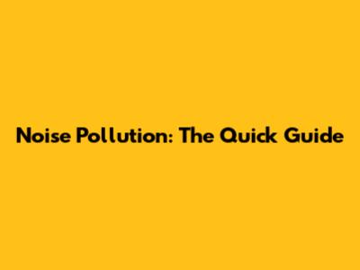 Noise Pollution: The Quick Guide
