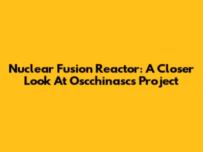 Nuclear Fusion Reactor: A Closer Look At Oscchinasc's Project
