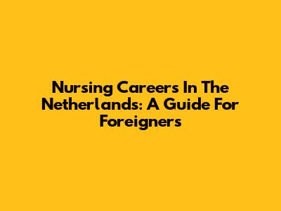 Nursing Careers In The Netherlands: A Guide For Foreigners