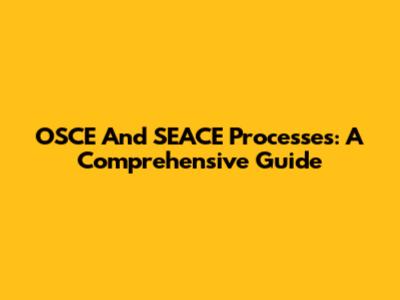 OSCE And SEACE Processes: A Comprehensive Guide
