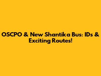 OSCPO & New Shantika Bus: IDs & Exciting Routes!