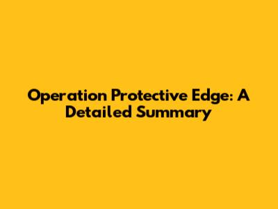 Operation Protective Edge: A Detailed Summary