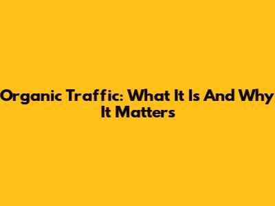 Organic Traffic: What It Is And Why It Matters
