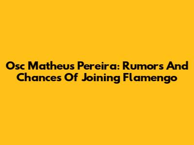 Osc Matheus Pereira: Rumors And Chances Of Joining Flamengo