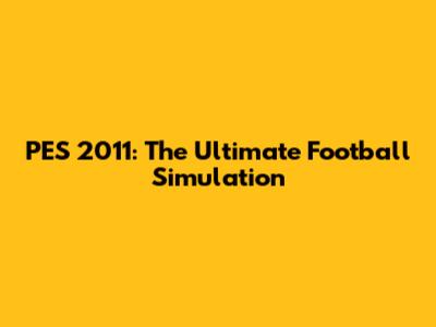 PES 2011: The Ultimate Football Simulation
