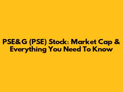 PSE&G (PSE) Stock: Market Cap & Everything You Need To Know