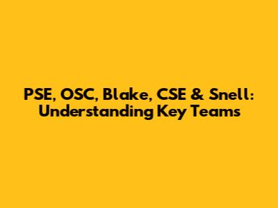 PSE, OSC, Blake, CSE & Snell: Understanding Key Teams