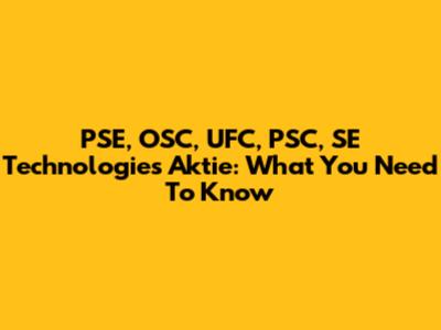 PSE, OSC, UFC, PSC, SE Technologies Aktie: What You Need To Know