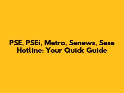 PSE, PSEi, Metro, Senews, Sese Hotline: Your Quick Guide