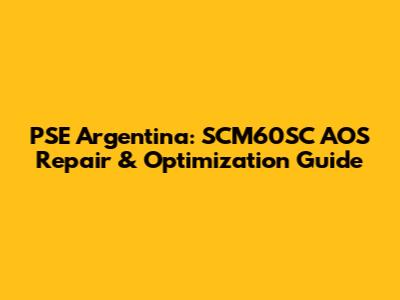PSE Argentina: SCM60SC AOS Repair & Optimization Guide