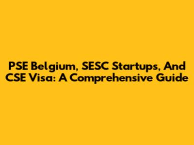 PSE Belgium, SESC Startups, And CSE Visa: A Comprehensive Guide