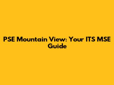 PSE Mountain View: Your ITS MSE Guide