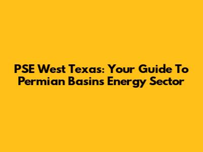 PSE West Texas: Your Guide To Permian Basin's Energy Sector