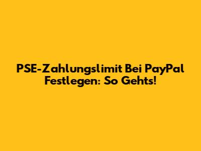 PSE-Zahlungslimit Bei PayPal Festlegen: So Geht's!