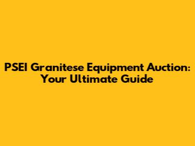 PSEI Granitese Equipment Auction: Your Ultimate Guide