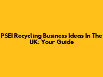PSEI Recycling Business Ideas In The UK: Your Guide