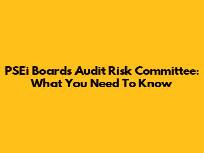 PSEi Board's Audit Risk Committee: What You Need To Know