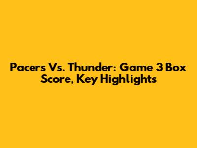 Pacers Vs. Thunder: Game 3 Box Score, Key Highlights