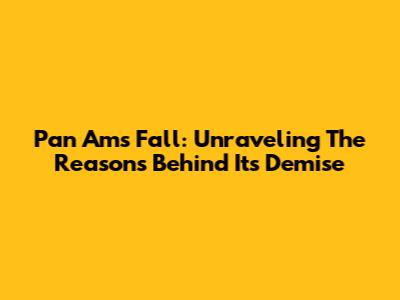 Pan Am's Fall: Unraveling The Reasons Behind Its Demise