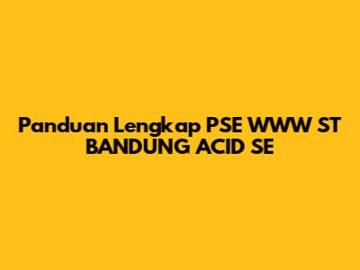 Panduan Lengkap PSE WWW ST BANDUNG ACID SE