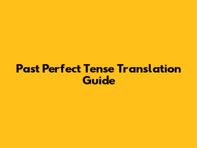 Past Perfect Tense Translation Guide