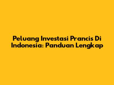 Peluang Investasi Prancis Di Indonesia: Panduan Lengkap