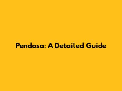 Pendosa: A Detailed Guide