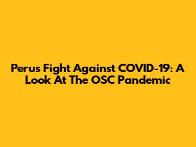 Peru's Fight Against COVID-19: A Look At The OSC Pandemic