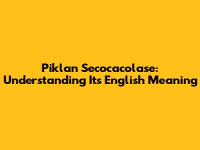 Piklan Secocacolase: Understanding Its English Meaning