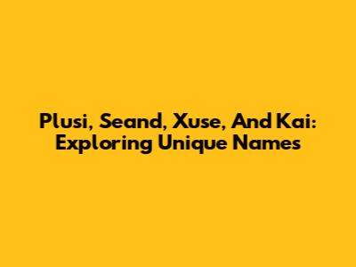 Plusi, Seand, Xuse, And Kai: Exploring Unique Names