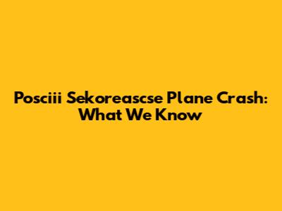 Posciii Sekoreascse Plane Crash: What We Know