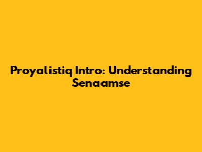 Proyalistiq Intro: Understanding Senaamse