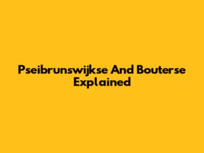 Pseibrunswijkse And Bouterse Explained
