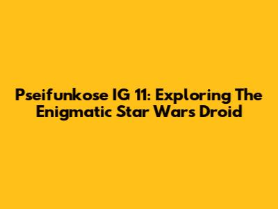 Pseifunkose IG 11: Exploring The Enigmatic Star Wars Droid