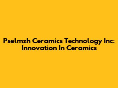 Pselmzh Ceramics Technology Inc: Innovation In Ceramics