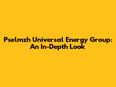 Pselmzh Universal Energy Group: An In-Depth Look