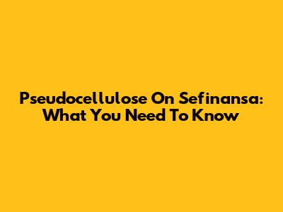 Pseudocellulose On Sefinansa: What You Need To Know