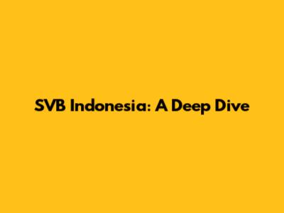 SVB Indonesia: A Deep Dive