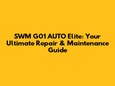 SWM G01 AUTO Elite: Your Ultimate Repair & Maintenance Guide