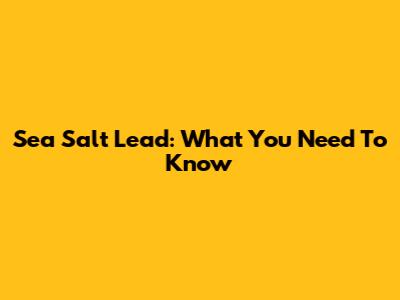 Sea Salt Lead: What You Need To Know