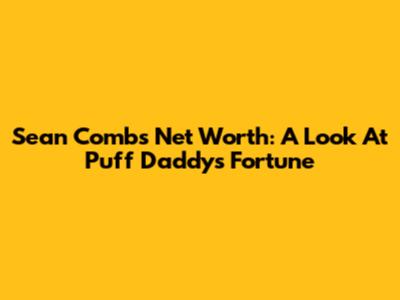 Sean Combs' Net Worth: A Look At Puff Daddy's Fortune