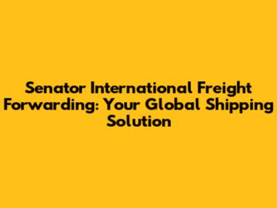 Senator International Freight Forwarding: Your Global Shipping Solution