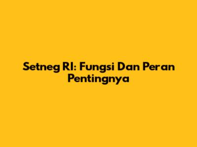 Setneg RI: Fungsi Dan Peran Pentingnya