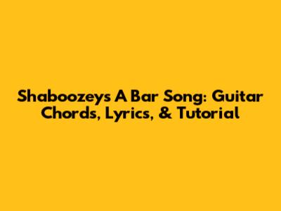 Shaboozey's 'A Bar Song': Guitar Chords, Lyrics, & Tutorial