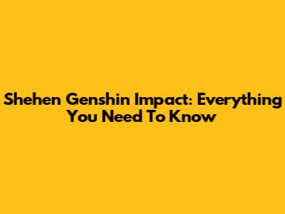 Shehen Genshin Impact: Everything You Need To Know