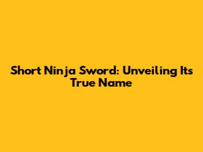 Short Ninja Sword: Unveiling Its True Name